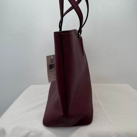 NWT Kate Spade New York Mulberry Red Leather Tote Bag With Gold Hardware & Zip C - Picture 3 of 10